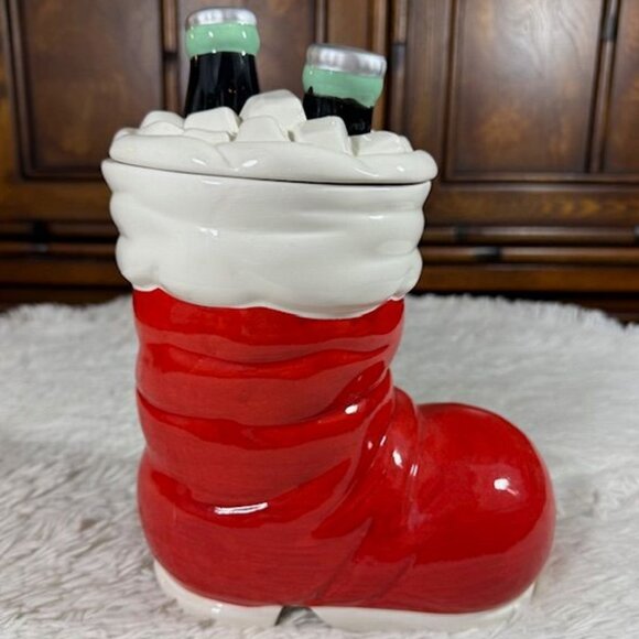 Vintage Coca-Cola 75th Anniversary Santa Boot Stocking Coke on Ice Cookie Jar - Picture 7 of 13